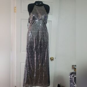 Elegant Silver Sequin Prom Dress